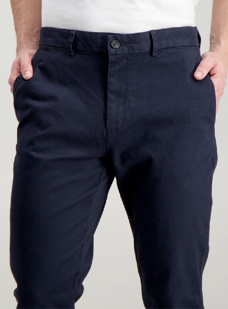 Navy Blue Slim Fit Chinos With Stretch