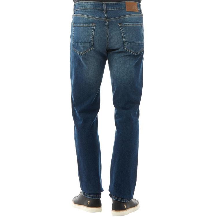 Fluid Mens Slim Fit Stretch Denim Jeans Dark Wash Back View