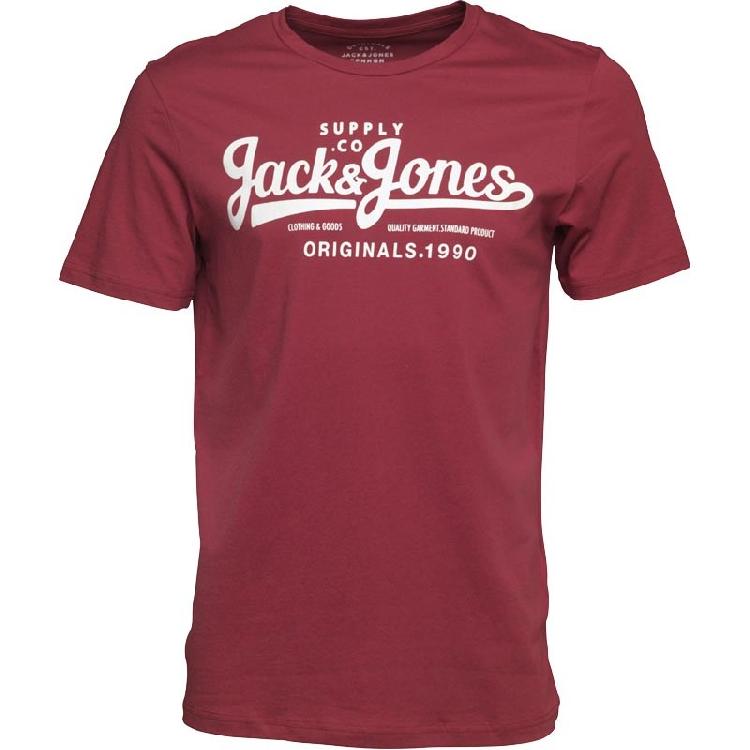 JACK AND JONES short sleeve jersey t-shirt white/burgendy