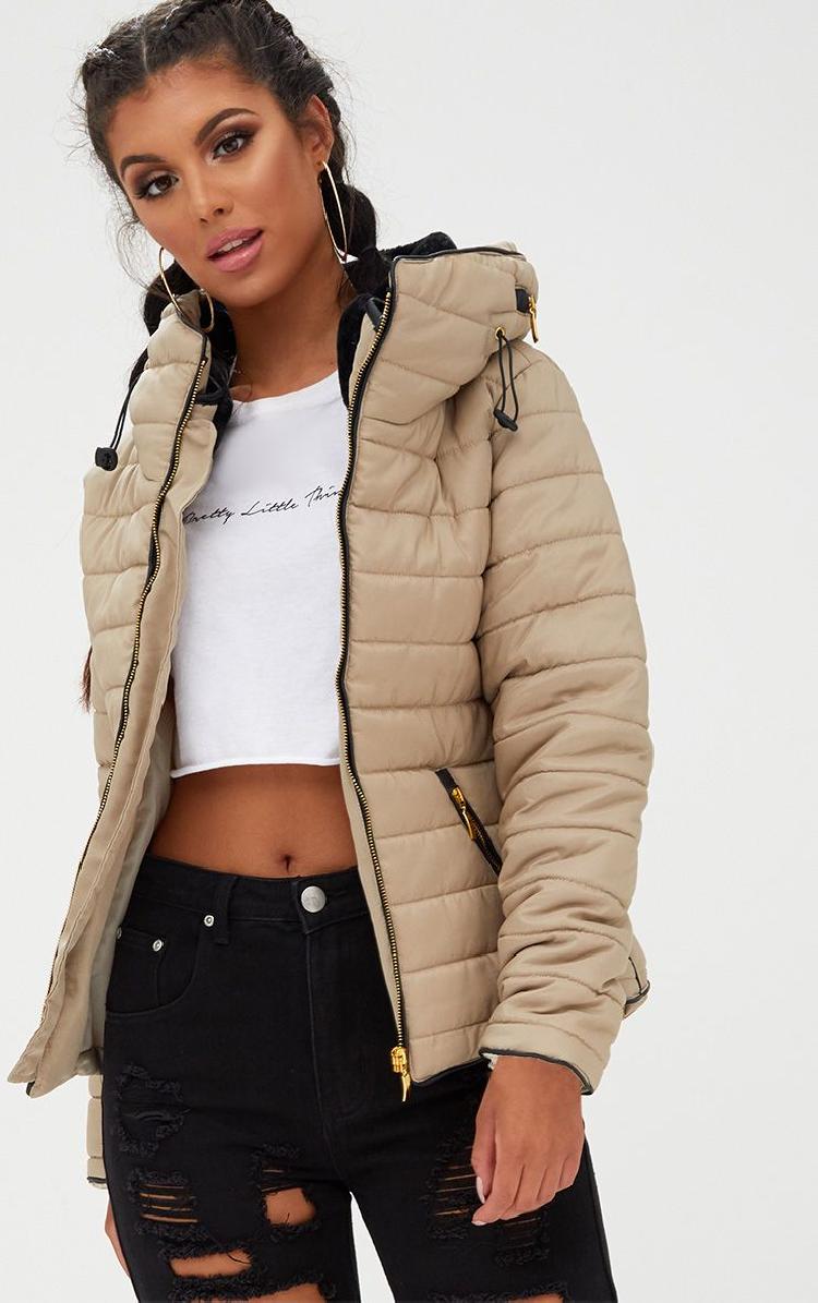 Mara stone puffer jacket front