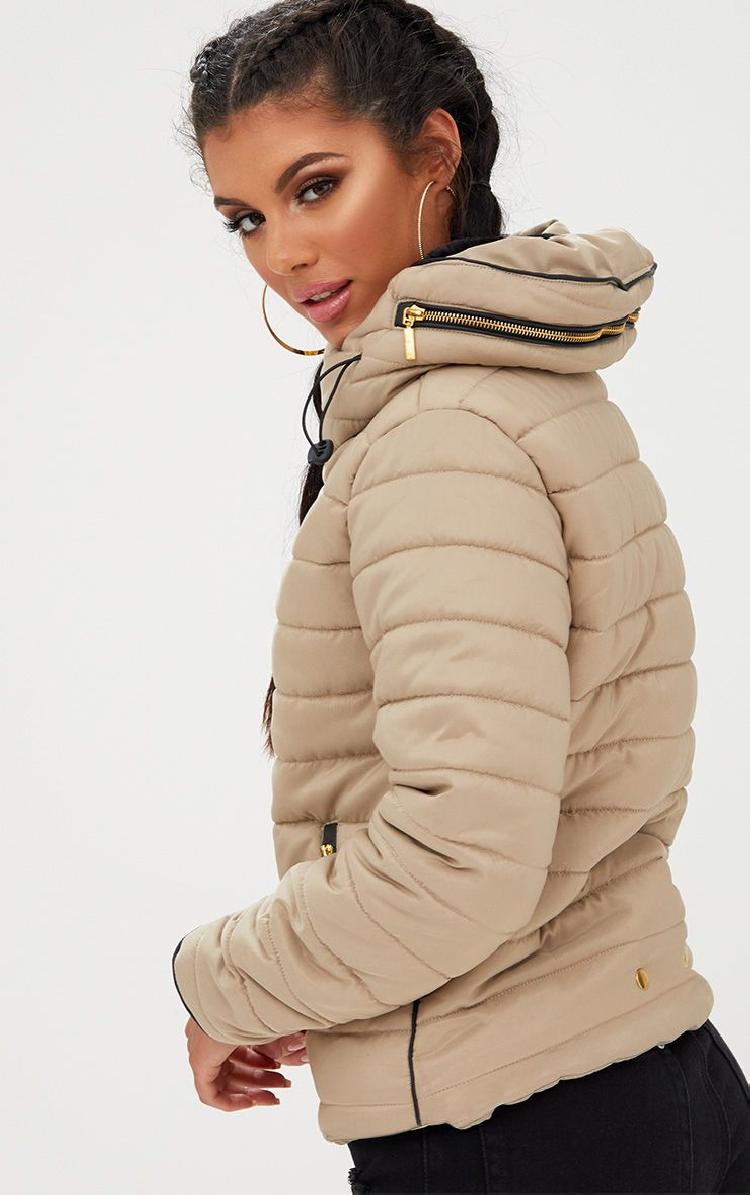 Mara stone puffer jacket side view