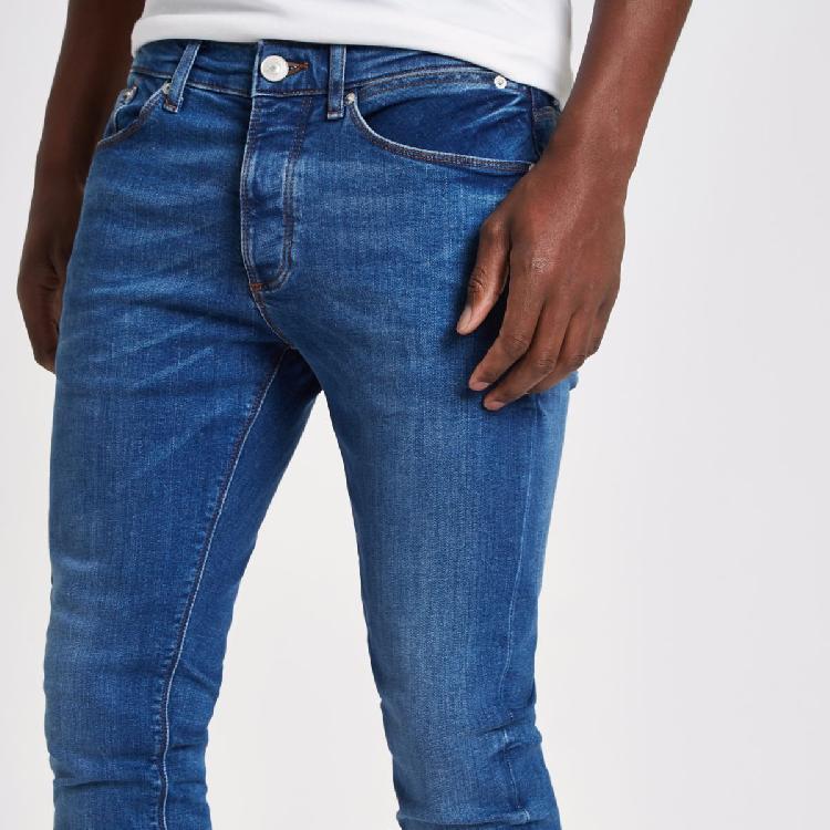 Mid blue wash fade skinny sid jeans groin