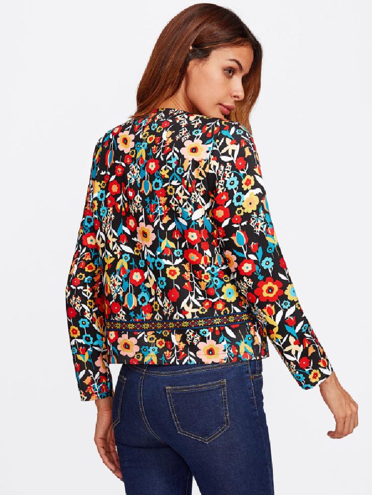 Press button placket botanical jacket back view