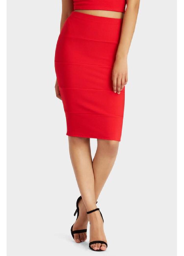 Red Midi Bodycon Skirt Lower Body