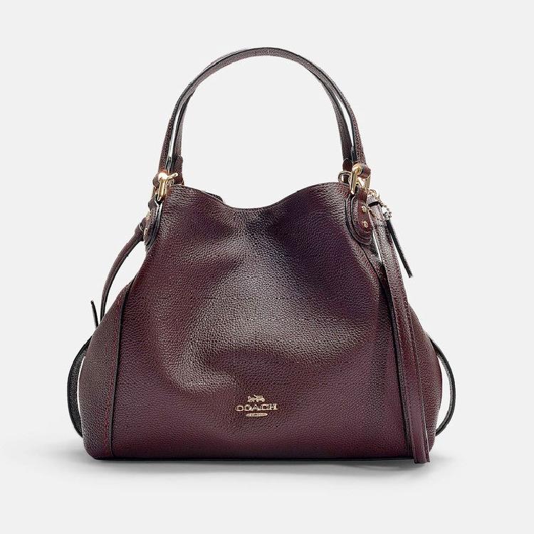 Coach Polished Pebble Leather Edie 28 Shoulder Bag